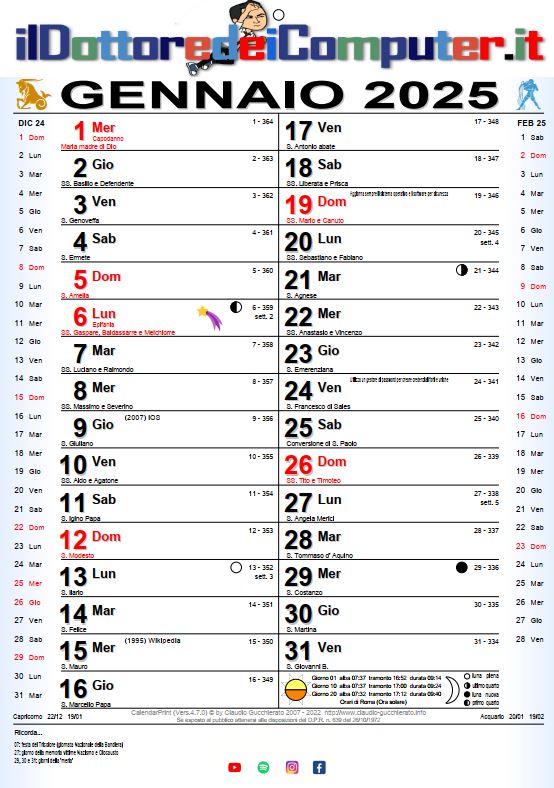 Calendario 2025 de Il Dottore dei Computer